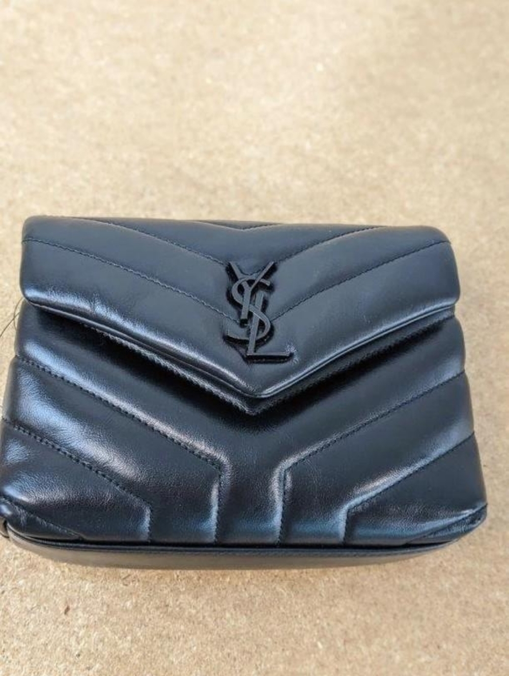 Saint Laurent Black Quilted Chevron Leather Crossbody Bag